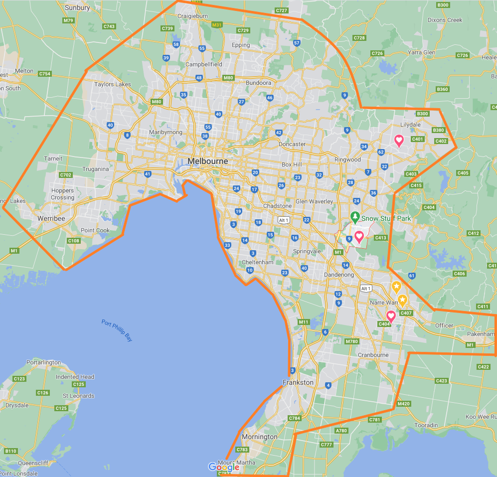 map of Melbourne service area